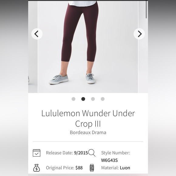 Lululemon Wunder Under Crop III in 
Bordeaux Drama in a size 8 - Picture 2 of 5